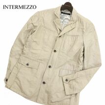 INTERMEZZO インターメッツォ レナウン 襟ワイヤー★ 麻 リネン ワーク ジャケット カバーオール Sz.M　メンズ　C3T09031_A#M_画像1