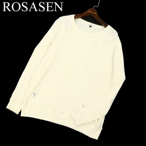 ROSASEN ロサーセン 通年 長袖 ロゴ刺繍★ コットン ニット カットソー ロンTシャツ Sz.L　メンズ ゴルフ　C3T09170_A#L