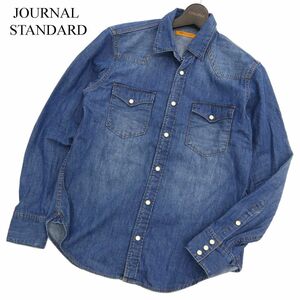 JOURNAL STANDARD ジャーナルスタンダード 通年 長袖 USED加工★ ウエスタン デニム シャツ Sz.M　メンズ　C3T09177_A#C