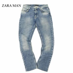 ZARA MAN ザラ マン 通年 USED加工 スウェット★ ストレート フィット デニム パンツ ジーンズ Sz.30　メンズ　C3B04022_A#R