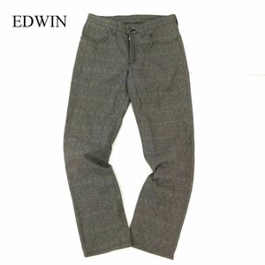 EDWIN エドウィン E53WF WILD FIRE★ ストレッチ 裏起毛 防風 グレンチェック パンツ Sz.31　メンズ グレー バイク 日本製　C3B03990_A#Q