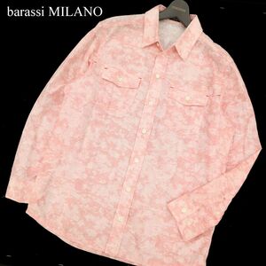 barassi MILANO バラシ 通年 長袖 総柄★ ワーク シャツ Sz.48　メンズ ピンク　C3T09405_A#C