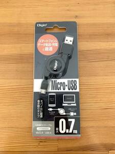 ナカバヤシ デジオ Digio ZUH-MRM007BK Micro-USBケーブル 巻き取りタイプ 0.7m