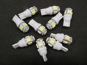 24V車用 10個入り Natural White 5000k LED 5SMD 白 T10ウェッジ ライセンス球 ナンバー灯