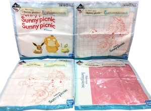 送300円～ 希少品! ポケモン「SunnyPicnic コレクション」キャラクター イラストタオル 4個セット　ポケットモンスター グッズ 任天堂 雑貨