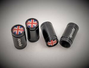 イギリス国旗 筒型 黒 エアバルブキャップ # ジャガー ロータス ローバー ＭＧ ベントレー アストンマーティン ランドローバー カスタム