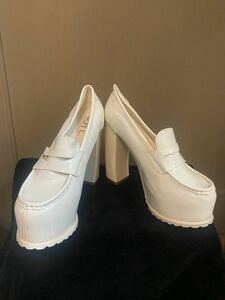 ★GRL★厚底ハイヒールローファー★ホワイト★24.5cm