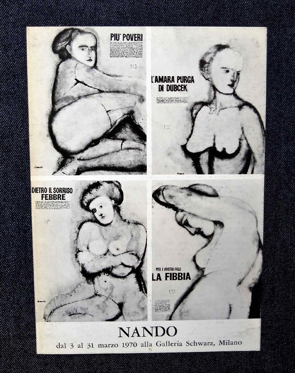 1970 Нандо Итальянское искусство Нандо Галерея Черный Сюрреализм/Дадаизм, Рисование, Книга по искусству, Коллекция, Книга по искусству