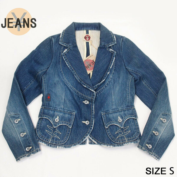 新品 JEANS レディース デニムテーラードジャケット ブルー Sサイズ