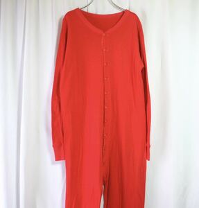 [1960~70s] Vintage coverall all-in-one under wear old clothes shop red coveralls overall cut and sewn USA made 