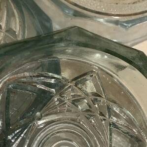 古ガラス 青 ガラス プレスプレート 3個 小皿 六芒星 ダビデ アンティークの画像10