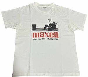 90s MAXELL ANVIL XL WHITEビンテージ Tシャツ シングルステッチ　TRAVIS SCOTT