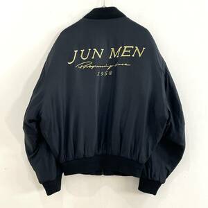 ☆JUN MEN ジュンメン 当時物 80s〜90s VINTAGE フライトジャケット ボンバーJKT ナイロン中綿ブルゾン サイズF 黒【送料一律/同梱可能】E