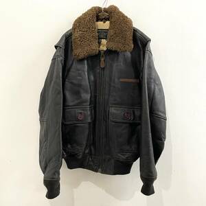 ☆希少 AVIREX SPEC7823 VINTAGE 古着 G-1ジャケット フライトジャケット レザーJKT 裏地刺繍 XS ダークブラウン【送料一律/同梱可能】E