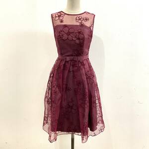 * unused goods AIMEReme total pattern floral print no sleeve party dress see-through embroidery One-piece size 9 number wine [ uniform carriage / including in a package possibility ]B