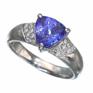 吸い込まれそうな深く澄んだ鮮やかなブルー▼Pt900 タンザナイト ダイヤモンド リング　8.3g　2.35ct　0.20ct　ソーティング付き◆30A67