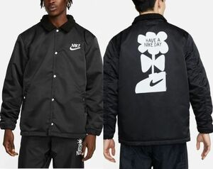 残少 3XL NIKE 厚手シェル/裏ボア コーチジャケット @2万円 検 リバーシブル バックプリント フリース シェルパ HAVE A DAY ブラック/黒 4L