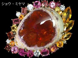 IRL10039S【1円～】新品仕上【RK宝石】 ≪opal≫ ショウミヤマ 超特大カンテラオパール 32.56ct ダイヤ サファイア K18 超高級リング