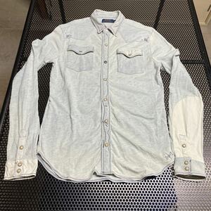 ラルフローレン ダメージデザイン ウエスタンシャツ Sサイズ Ralph Lauren RRL 長袖シャツ 1箇所ボタン違いデザイン