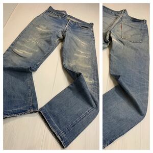 60's〜70's ヴィンテージ LEVI'S リーバイス　501 66 BIGE ビッグE ハードクラッシュリペア　デニム　ジーンズ　パンツ 約87cm 足長R