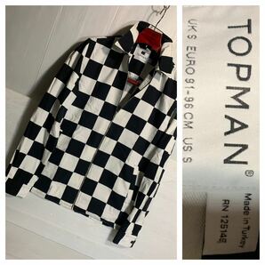 TOPMAN トップマン トルコ製 チェッカー チェック 格子柄 スイングトップ ？ ジャケット ジャンパー ジャンバー 白×黒 Sの画像1