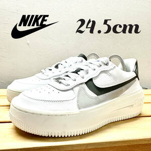 美品 NIKE Air Force1 PLT.AF.ORM Lv8 ナイキ エア フォース1 プラットフォーム LV8 ホワイト ブラック 24.5cm dx3199-100