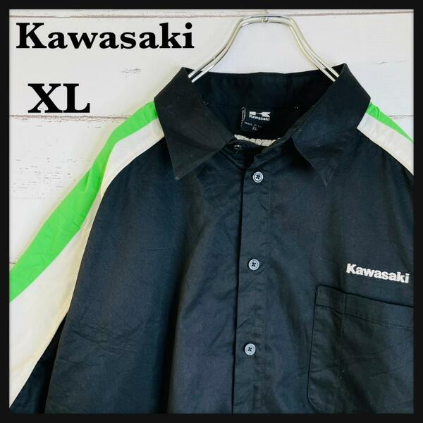 Kawasaki カワサキ　半袖　レーシングシャツ　ワークシャツ　企業ロゴ　XL