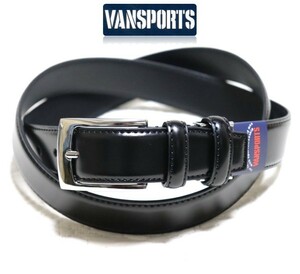 新品タグ付き【VAN SPORTS】上質本革 ダブルループ レザーベルト ビジネス 黒 最大98㎝ サイズカット可能 v2410