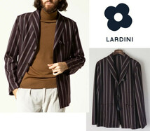 77,000円新品タグ付き【LARDINI ラルディーニ】毛100％ ストライプ 4Bジャケット M(大きめ) v3767-2237_画像1