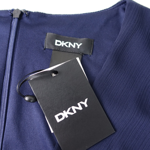 新品 DKNY 14W/21号 ダナキャラン 紺 シフォン ワンピース パーティドレス 長袖 大きいサイズ 結婚式 二次会 披露宴 フォーマル 葵34X1708の画像9