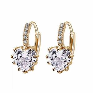 Новое сердце AAA CZ Diamond Gold Серьги милые алмазные серьги с бриллиантовым золотом.