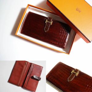 【美品】Hermes エルメス ベアンスフレ 長財布 クロコダイル アリゲーター 定価100万円