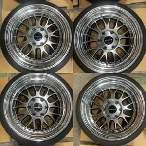 中古 FABULOUS ファブレス BARONE ヴァローネ LM-9 18×9.0j+25(L) 6/139.7 ATRスポーツ 215/40R18 2021年 オマケタイヤ4本セット！深リム