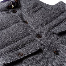 良品Mサイズ/上質モデル!◎Kent IN TRADITION × 英国HARRIS TWEED『冬ヘリンボーンツイード』仕様 刻印釦 ダウンベスト メンズ_画像2