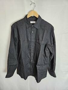 23SS/UNIQLO/ユニクロ/プレミアムリネンシャツ/長袖シャツ/L/ブラック/331-455957/925