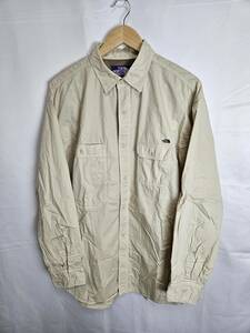 23SS/THE NORTH FACE PURPLE LABEL/ノースフェイスパープルレーベル/Lightweight Twill Big Work Shirt/長袖シャツ/L/ベージュ/NT3304N