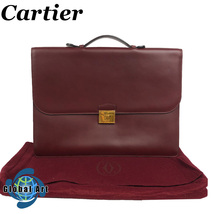 ●6C490【美品】Cartier カルティエ/ハンドバッグ/マストライン/ビジネスバッグ/ロゴ/ゴールド金具/ボルドー/レッド_画像1