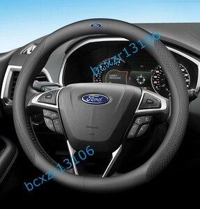 フォード FORD☆車用 ハンドルカバー ファッショナ ステアリングカバー 滑り止め 吸汗 38cmサイズ O型 ☆ブラックレザー/ブラック花柄☆