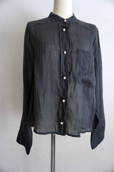 BLANC basque(ブランバスク)☆シアーシャツ☆パールボタン☆サイズ38☆USED★