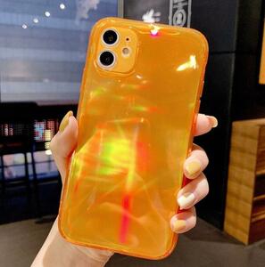 【美品■特価■現品】iPhone12/12Proケース　オレンジ　ネオンレーザー反射　ホログラム