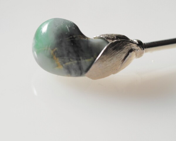 糸魚川翡翠 SV 簪 天然無処理ヒスイ 和装小物 鑑賞