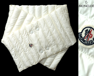 新品【MONCLER モンクレール】18年モデル/ユニセックス/男女兼用/シルク触感/ロゴ入りダウンマフラー/SCIARPA/オフホワイト/TB