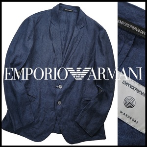 新品【アルマーニ EMPORIO ARMANI】春夏モデル/高級感と清潔感を併せ持つ佇まい/LIGHT WARDROBE/2Bリネンジャケット50/L-XL相当/