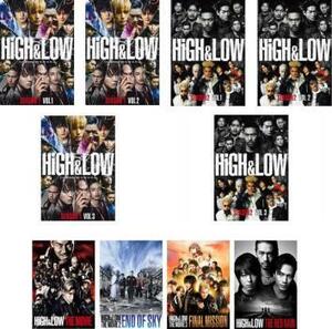 HiGH ＆ LOW 全10枚 TV版 SEASON1 全3巻、SEASON2 全3巻 + THE MOVIE、2、3 + THE RED RAIN レンタル落ち 全巻セット 中古 DVD