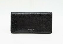 ◇【BALENCIAGA バレンシアガ】2つ折り長財布 542008 ブラック_画像1