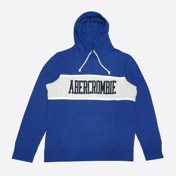 ★SALE★Abercrombie & Fitch/アバクロ★アップリケロゴスウェットプルオーバーパーカー (Blue/M)