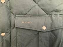 美品 Barbour バブアー オイルドキルティングダウンベスト メンズMサイズ 裏地総柄チェック オリーブ バーブァーダウン ジャケット_画像6