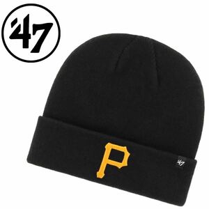 ☆正規品新品☆47BRAND RAISED CUFF KNIT フォーティセブン ニット帽 ニットキャップ 刺繍ロゴ MLBロゴ パイレーツ ブラック