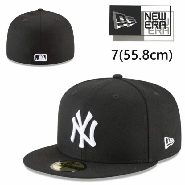 ☆正規品新品☆NEWERA 59FIFTY ニューエラ キャップ 帽子 野球帽 5950シリーズ ヤンキース ブラック×ホワイト 55.8cm ユニセックス