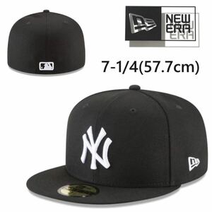 ☆正規品新品☆NEWERA 59FIFTY ニューエラ キャップ 帽子 野球帽 5950シリーズ ヤンキース ブラック×ホワイト 57.7cm ユニセックス